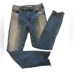 Mavi Tess High Rise Skinny Embroidery Raw Hem Jeans Size 25